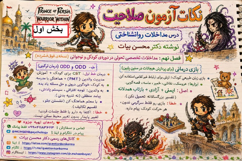 مقاله، پایان نامه، رساله، کتاب، استخدامی.مشاوره کنکوری: آزمون صلاحیت حرفه‌ای روان‌شناسان 🧠 درس: مداخلات روان‌شناختی 📚 فصل هشتم | بخش3 ✍🏻 تألیف و تدوین: دکتر محسن بیات ━━━━━━━━━