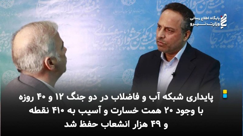 نیرو آنلاین: جشنواره شهید رجایی، رقابت میان دستگاه‌ها و انگیزه برای ارتقای عملکرد را تقویت می کند💧 پایداری شبکه آب و فاضلاب در دو جنگ