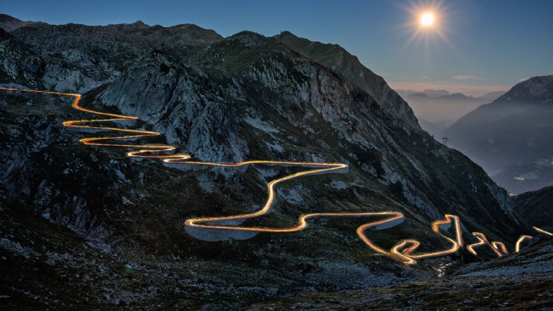 Twist your way upTremola Road on the Saint Gotthard Pass in Airolo, Switzerland (© Sandro Bisaro/Getty Images)