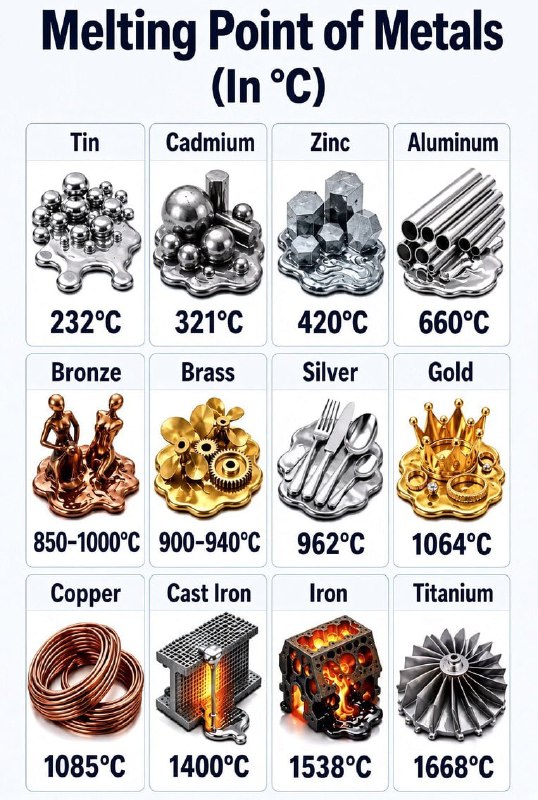 Heat reveals the real limit of a metal. Some fail early so they can be shaped. Others hold so they can carry the load.Science and facts💡