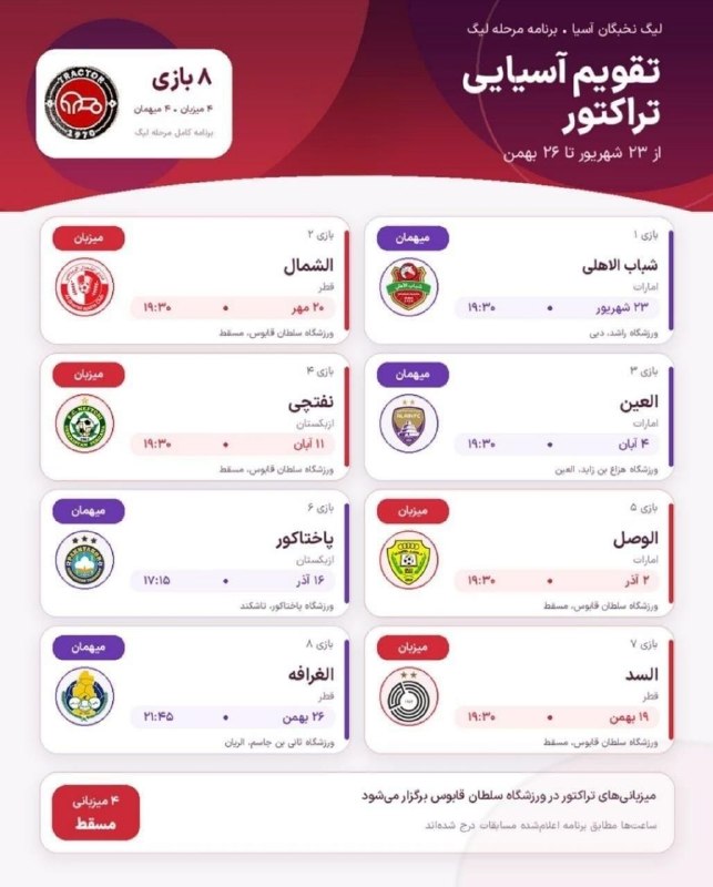 اخبار و نتایج زنده فوتبال: 🌏تاریخ و زمان مسابقات استقلال و تراکتور در لیگ نخبگان 2027🆔 @livefootballchannel🌏تاریخ و زمان مسابقات استقلال و تراکتور