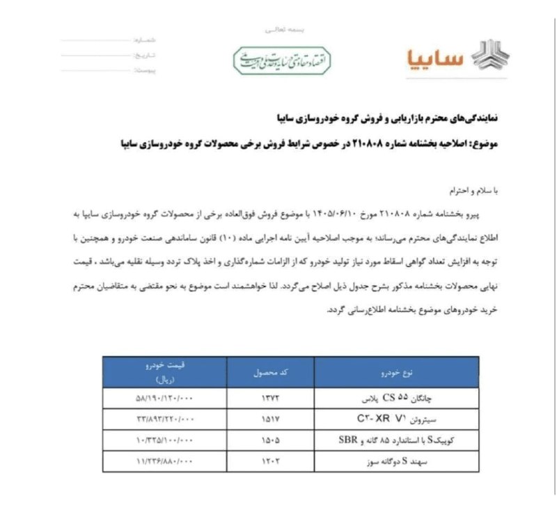 قیمت لحظه ای دلار طلا خودرو: 💲پس از ایران خودرو، سایپا هم گران کردبراساس آیین‌نامه اصلاحی ماده ۱۰ قانون ساماندهی صنعت خودرو و افزایش هزینه‌های جانبی 
