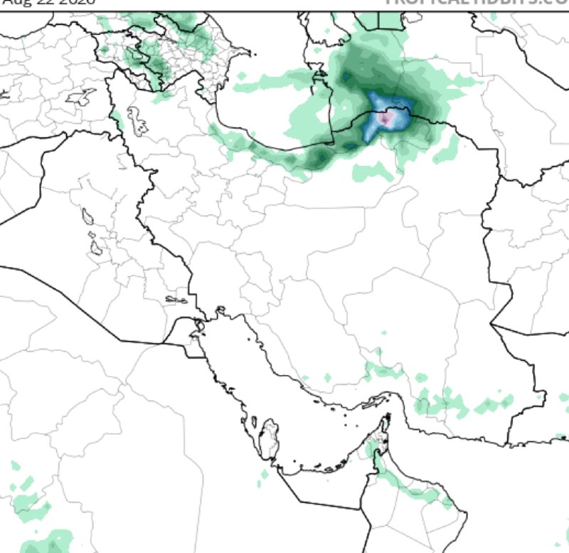 پارس ودر 📡: 🟣الگوی بارشی منتهی به صبح فردا ☑️مدل اتحادیه اروپا 🌦🌩بارندگی داریم در شمال ،شمال شرق ، دامنه های شرقی البرز ،جنوب و جنوب