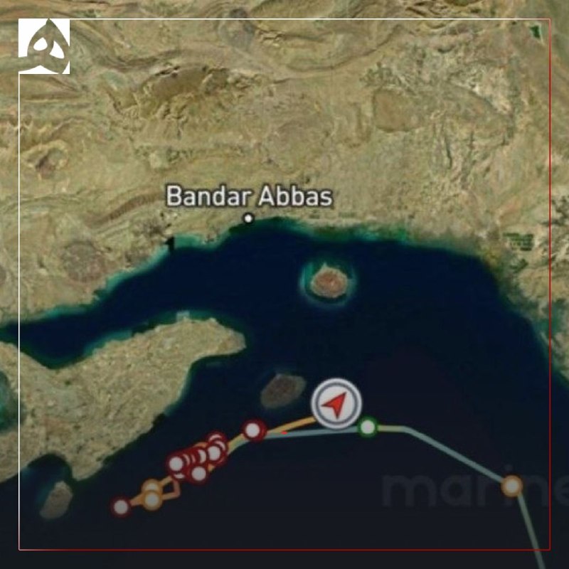 همشهری: 📷نفتکش توقیفی امارات در راه بندرعباس🔹نفتکش توقیف شدۀ اماراتی که در کریدور شمالی تنگۀ هرمز توقیف شده بود، به سمت بندرعباس