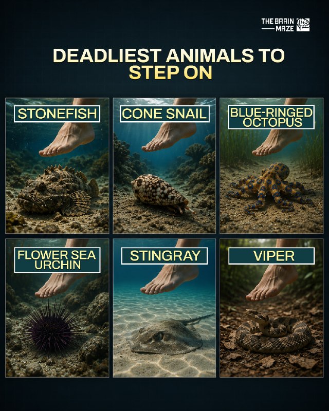 Some of the world's deadliest animals can injure you if you accidentally step on them.