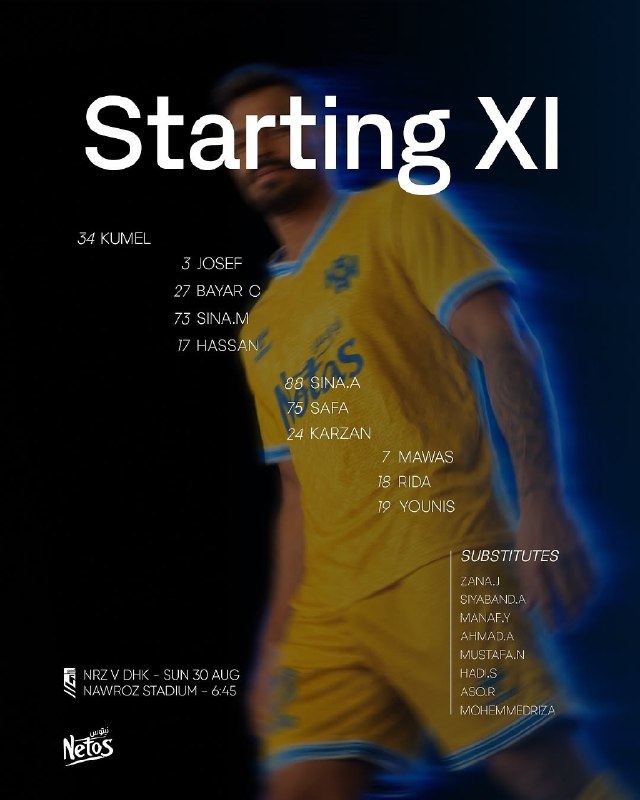 فوتبالی | Footballi.net: 🌬 سینا مریدی و سینا اسدبیگی در ترکیب دهوک مقابل نوروز، محمدرضا سلیمانی روی نیمکت🕐ساعت ۱۹:۱۵#لیگ_عراق #لژیونر ⚽️ @Footbal