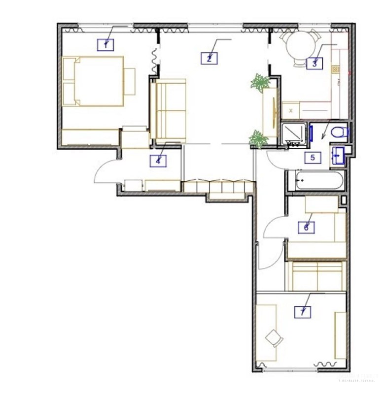 Квартира 69,9 м в доме сталинской эпохи В планировку внесли ряд функциональных изменений перегородку между гостиной и спальней заменили на встроенн... - изображение 10 - пространство, комнаты, дизайн