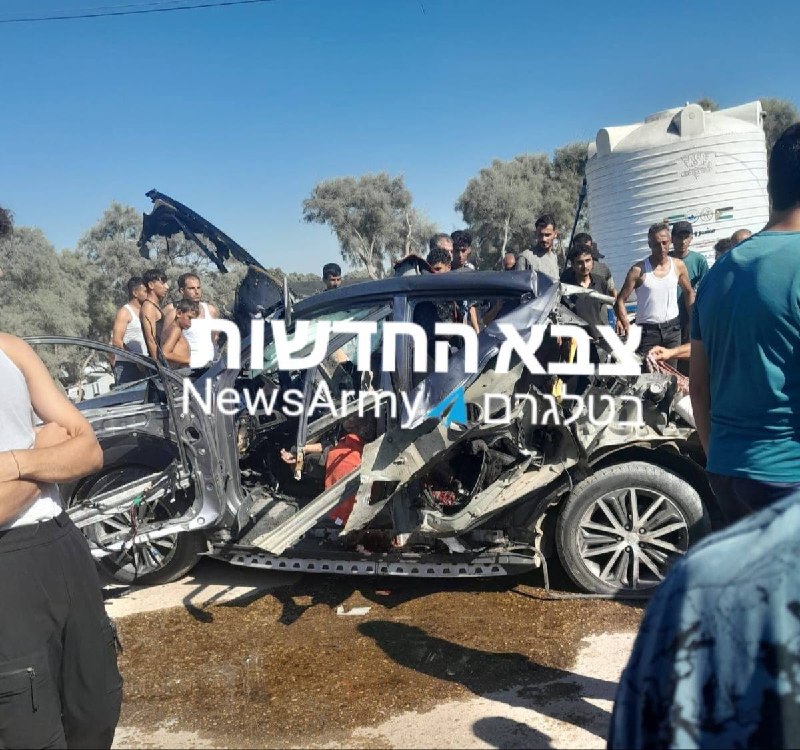 תיעוד לאחר תקיפת הרכב בחאן יונס