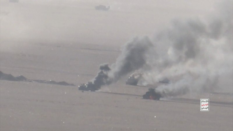 Photos of scenes of hitting Saudi enemy concentrations and burning a large number of vehicles east of Al Jouf - September 15, 2026 AD