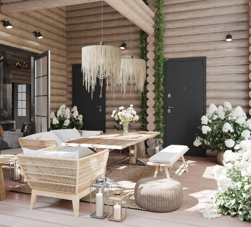 Проект загородного дома из оцилиндрованного бруса,площадь 172 кв.м. Интерьер выполнен в стиле Рустик тёплое дерево, естественные текстуры и спокойн... - изображение 4 - проект, загородного, дома