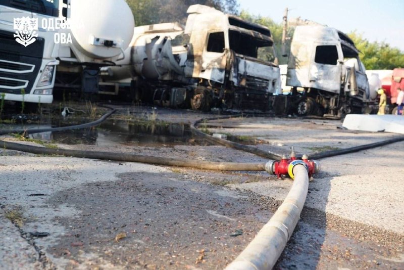 A strike was carried out in a group of fuel trucks in the Odesa region.