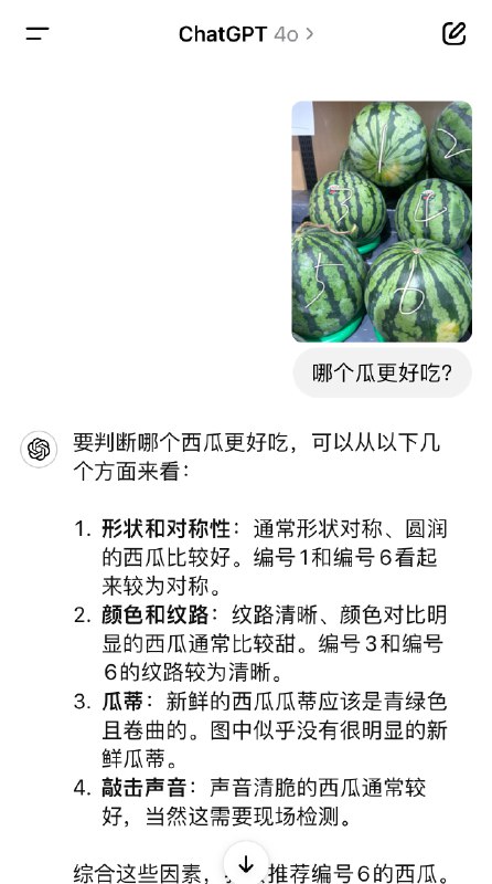 昨天抱着试一试的心态，用GPT-4o挑了个瓜
