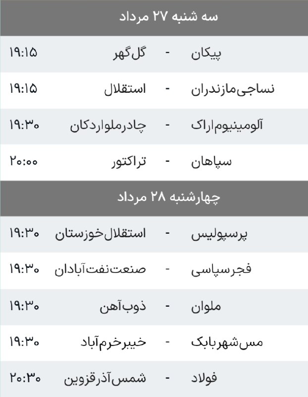 اخبار ورزشی | لیگ برتر: برنامه هفته دوم لیگ برتر@varzeshi