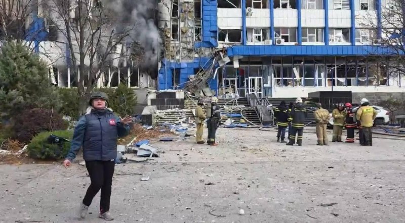 Aftermath footage from occupied Luhansk shows significant internal fire damage at the Lugacom communications building after a Ukrainian strike-drone attack.
