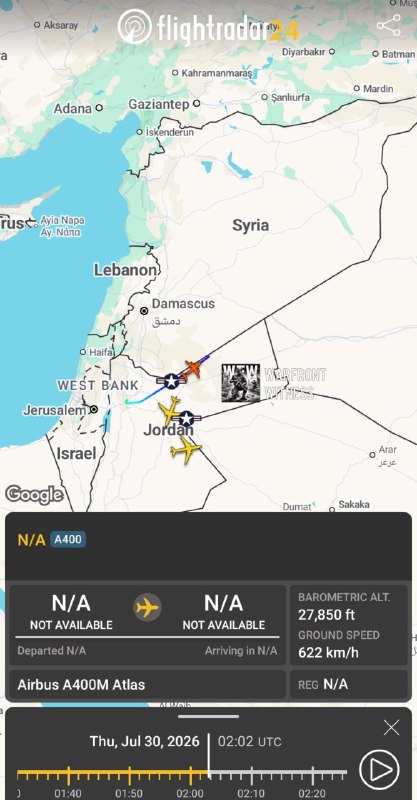 ️🇩🇪🇫🇷🇯🇴🇺🇸🇮🇷 נתוני טיסות מראים שמטוסי קרב גרמנים וצרפתים, הנתמכים על ידי מטוסי תדלוק אווירי A400M…