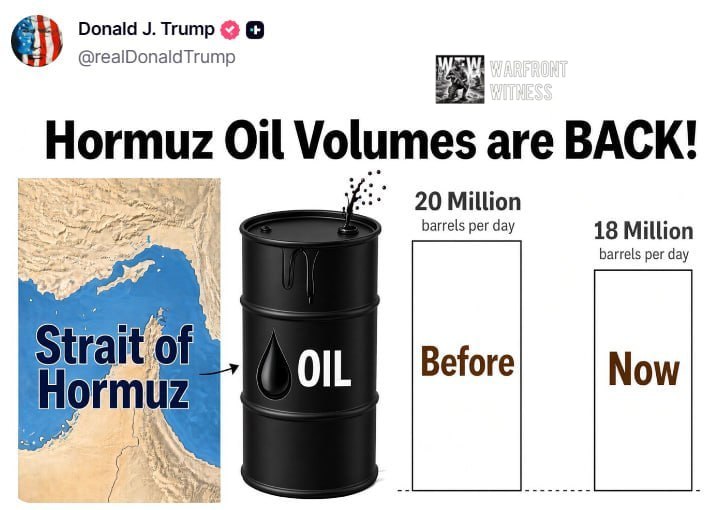 ️🇺🇸🇮🇷 נשיא ארה"ב טראמפ חולק איור על יצוא הנפט במצר הורמוז