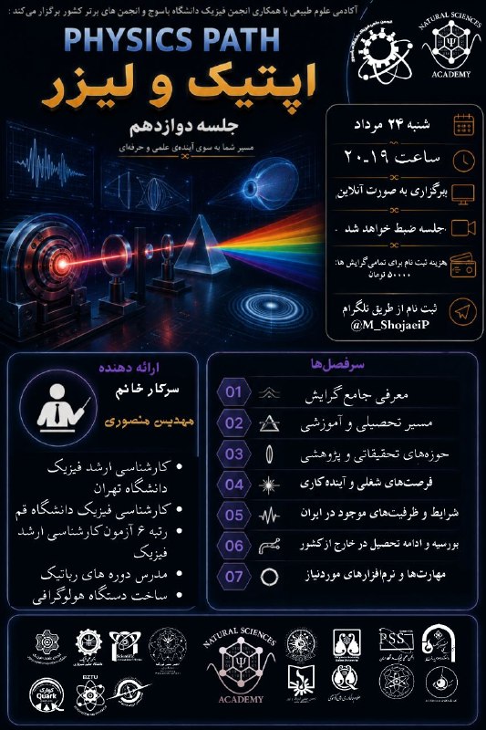 انجمن علمی فیزیک رازی: 🚀 Physics Path | ادامه مسیر شناخت گرایش‌های فیزیک🚀 اگر هنوز نمی‌دانید کدام گرایش فیزیک برای شما مناسب‌تر است، Physics Pa