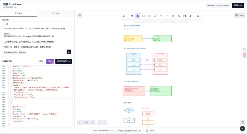 🆔  网站名称：Smart Excalidraw Next⭐  网站功能：GIF动画制作📁  网站简介：一个智能、强大且美观的绘图工具，通过自然语言生成专业图表