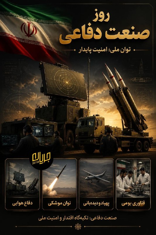 جریان: ‼️روز صنعت دفاعی گرامی باد 🇮🇷 🔸صنعتی بر پایه دانش بومی، تلاش متخصصان ایرانی و اقتدار ملی؛ پشتوانه‌ای برای حفظ امنیت و اس