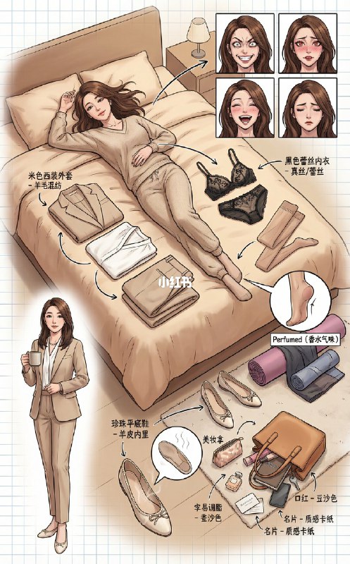 ⌚️角色设定拆解图——精英男女❄️冷酷银发精英，白衬衫+黑背带+战术皮手套，皮鞋锃亮，公文包塞满名片钢笔耳机☕️米色西装职场姐姐，手持咖啡杯，珍珠平底鞋，包里名片口红豆沙色调脂关注我 + 私信发图=直接安排，得到拆截图提示词如下：Role(角色设定)你是一位顶尖的游戏与动漫概念美术设计大师(concept Artist)，擅长制作详尽的角色设定图(character sheet)