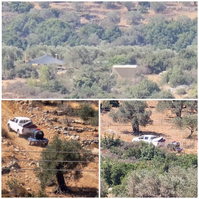 מתנחלים ממשיכים להעביר ציוד למאחז ההתנחלויות ופועלים להרחבתו על אדמות הכפר אום צפא, מצפון-מערב לרמאללה.