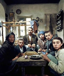 A family lunch in Greece. 1948. On the table are only bread, olives, and an onion—clearly from their own garden.Time Machine | Historical Photo