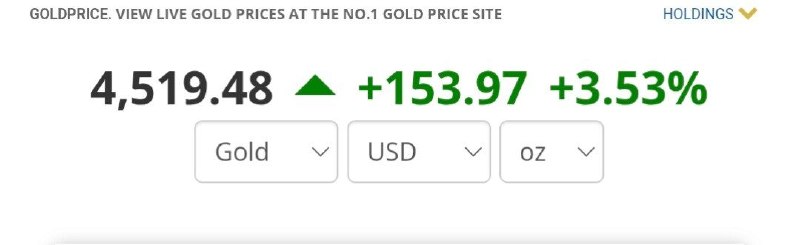 توییتر_بورس: ⚡️طلا 153 دلار پرید/ انس طلا 4519 دلار!@twitter_bourse