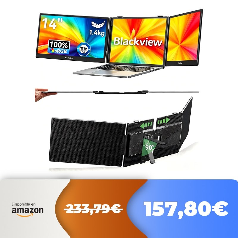🔥 Blackview Monitor portátil 14" FHD IPS, HDMI/Type-C/USB, compatible 13-17.3, W
