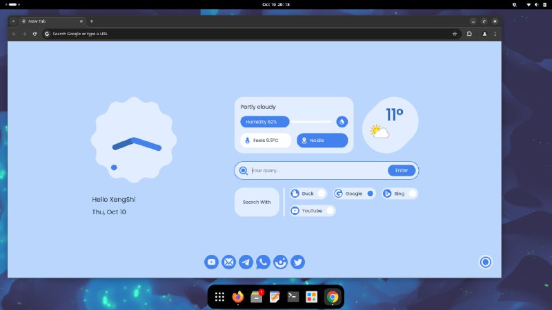 🆔  插件名称：“Material You New Tab⭐️  插件功能：新标签页➡️  支持平台：#Chrome #Edge #Firefox📁  插件简介：一个个性化的新标签页工具，允许选择不同的主题，在每次打开新标签页时显示个性化的问候信息
