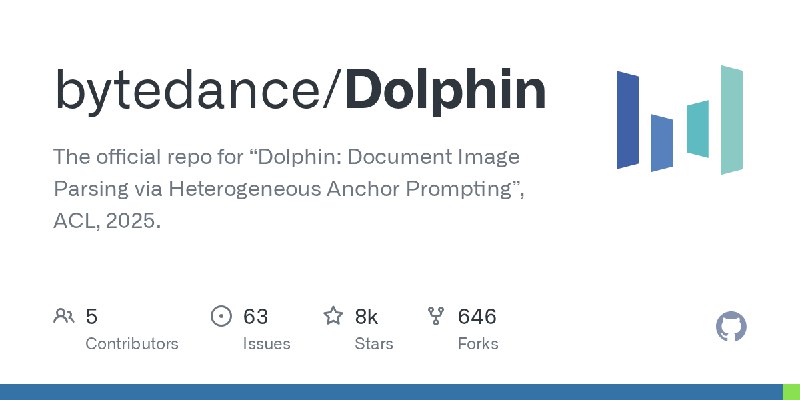 GitHub - bytedance/Dolphin: The official repo for “Dolphin: Document Image Parsing via Heterogeneous Anchor Prompting”, ACL, 2025.