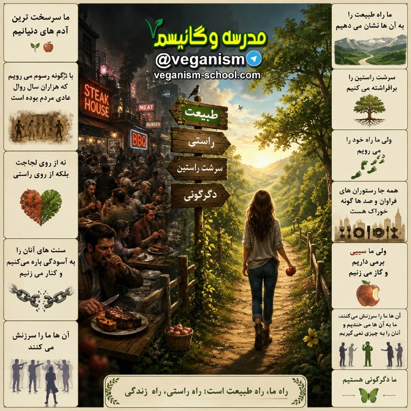 مدرسه وگانیسم: ما سر سخت ترین آدم های دنیا هستیم 🌱🍎زنجیرها را پاره می کنیمما دگرگونی هستیم@veganism
