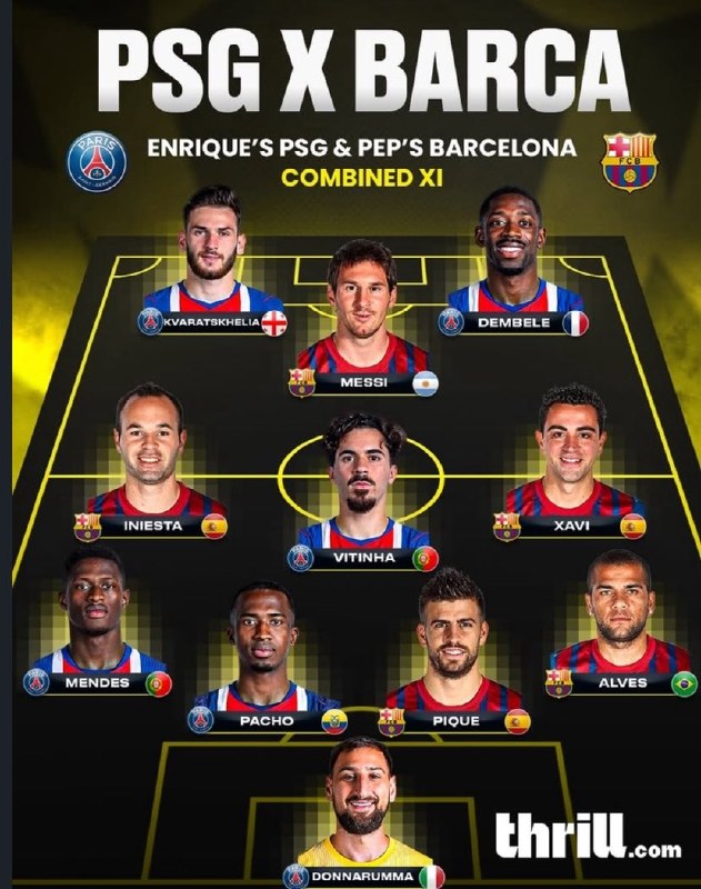 پاریسن ژرمن | Paris Saint Germain: ⚪️ترکیب منتخب پاریس انریکه و بارسا پپ🫪😂⚽️@ParisNewsOnline