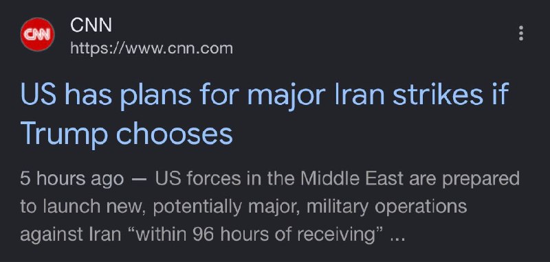 דיווח CNN: כוחות ארה"ב במזרח התיכון מוכנים להשיק פעולות צבאיות חדשות נגד איראן תוך 96 שעות מרגע קבלת הפקודו…