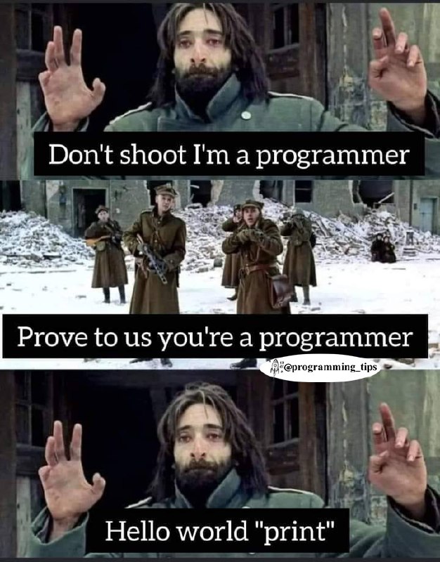 صرفا جهت اطلاع برنامه‌نویسان: 😂🫢🤪 #programming_joke〰️〰️〰️〰️〰️〰️〰️@programming_tips
