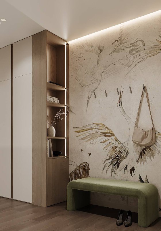 Интерьер квартиры в современном стиле с нейтральной цветовой палитрой. Мягкие текстуры, элегантные линии и стильные акценты, создающие атмосферу уюта. - изображение 1 - интерьер, квартиры, современном