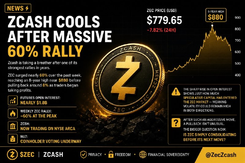 ZCASH COOLS AFTER MASSIVE 60% RALLY Zcash is taking a breather after…