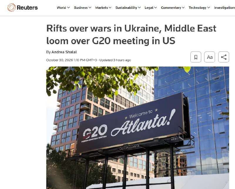 ‼ פסגת G20 בסיכון לפיצול על רקע חילוקי דעות בין רוסיה ואוקראינה -. רויטרס המשתתפים בפגישת ה-G20 באטלנטה ב-3…