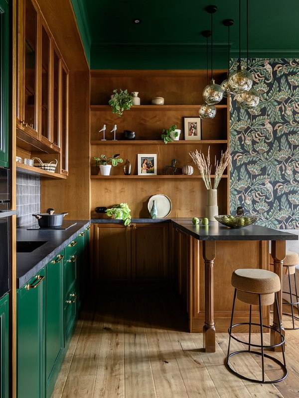 Квартира для молодой девушки-студентки. Её пожелания к интерьеру включают использование темно-зелёного цвета, деревянной фактуры и живых растений. ... - изображение 3 - квартира, молодой, девушки