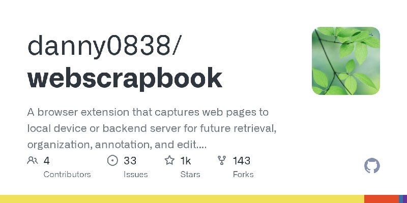 GitHub - danny0838/webscrapbook: A browser extension that captures web pages to local device or backend server for future retrieval…