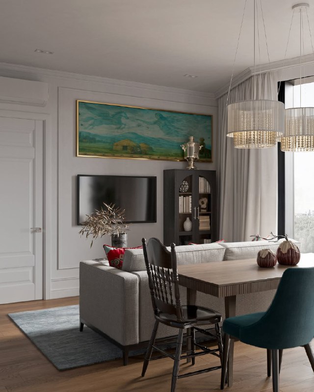 Цветная неоклассика с русским самоваром, башкирские орнаменты на подушках и тюркские мотивы в картине Автор проекта Айгуль Султанова. - изображение 2 - цветная, неоклассика, русским