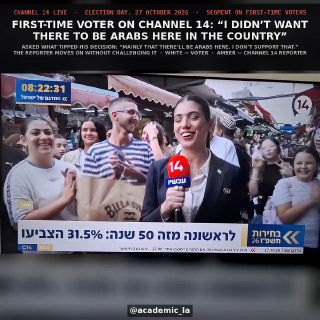 בראיון לטלוויזיה הישראלית שהתמקד בפרספקטיבות פוליטיות של נוער, הביע בוחר לראשונה דעות אנטי-ערביות קיצוניות…