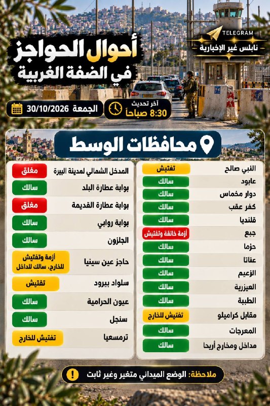🚨 תנאים במחסומים בגדה המערבית 📍
