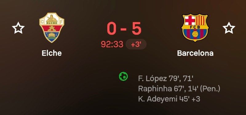 ⚽️Tans Footbali⚽️: الچه ۰ - ۵ بارسلوناآتش بازی بارسا با درخشش کاپیتان رافی و فرمین لوپز@Tans_Footbali