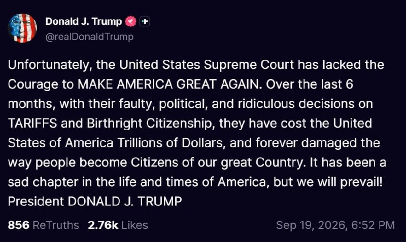 🇺🇸📰 President Trump via Truth Social: