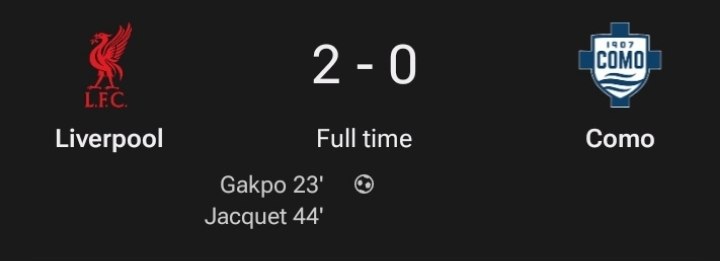 فوتبال اروپا | چمپیونزلیگ: ⚽️لیورپول در یک بازی دوستانه، مقابل کومو با نتیجه 2️⃣-0️⃣ به پیروزی رسید.#hr @irUCL