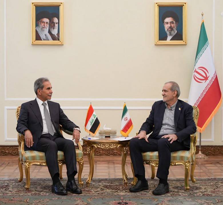 نورنیوز: ✅ گفت‌وگوی فائق زیدان و پزشکیان درباره تقویت همکاری عراق و ایران🔹 رئیس شورای عالی قضایی عراق و رئیس جمهور ایران در تهران