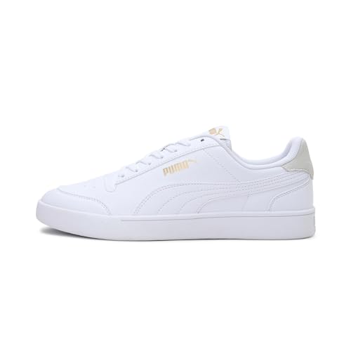 PUMA UNISEX PUMA SHUFFLE SNEAKERS, PUMA WHITE-PUMA WHITE-PUMA TEAM GOLD, 44 EU