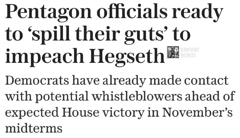 The Telegraph: Current and former Pentagon officials are reportedly preparing to provide information to congressional Democrats about US Defense Secretary Geseth if the party regains control of the House of Representatives in the November midterm elections. According to the report, Democrats have already contacted potential whistleblowers and plan to investigate controversies from Hesseth's tenure, including the "Signalgate" incident involving the sharing of sensitive military programs on a group of messages. Sources cited by the paper say former allies of Hesseth may be cooperating with investigators, and may provide material that could support impeachment proceedings or increase pressure on President Donald Trump to fire him.