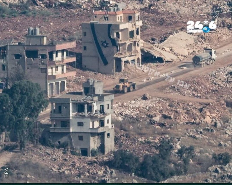 🇮🇱 דרום לבנון: צילומים עדכניים מכביש טייבה - דיר א-סוריאן. דגל ישראל גדול.
