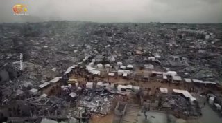 סצינות אוויריות מתעדות את היקף ההרס האדיר במחנה הפליטים ג'בליה בצפון רצועת עזה.